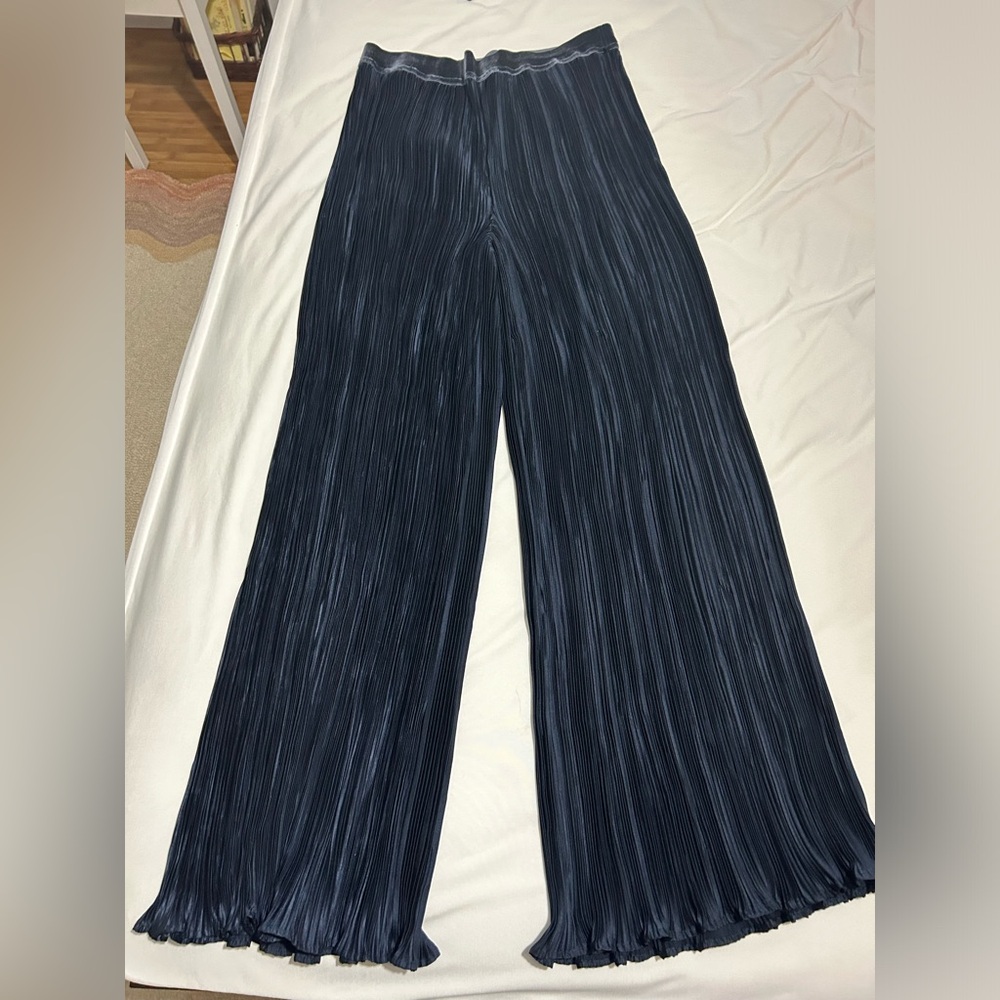 Scotch and Soda XL Pleated Wide Leg Velvet Navy Pants NWOT